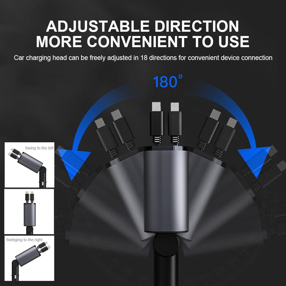 Car Charger Adapter With Retractable Cable - Present Electronics 